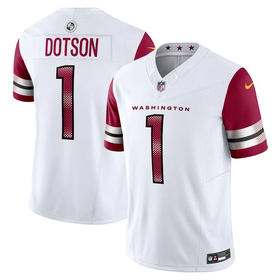 Men Washington Commanders 1 Jahan Dotson Nike White Vapor F.U.S.E. Limited NFL Jersey